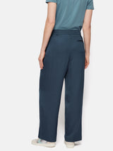 Satin Pleat Trouser | Blue
