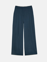 Satin Pleat Trouser | Blue