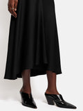 Satin Bias Asymmetric Skirt | Black