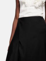 Satin Bias Asymmetric Skirt | Black
