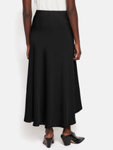 Satin Bias Asymmetric Skirt | Black