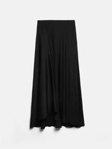 Satin Bias Asymmetric Skirt | Black