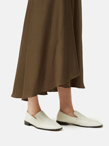 Satin Bias Asymmetric Skirt | Dark Khaki