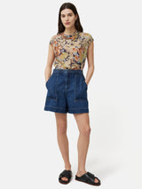 Sheer Petal Crinkle Top | Peach