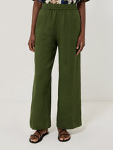 Linen Wide Leg Trouser | Green
