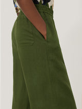 Linen Wide Leg Trouser | Green