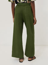 Linen Wide Leg Trouser | Green