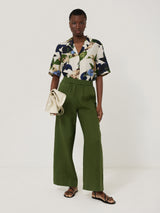 Linen Wide Leg Trouser | Green