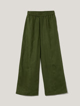 Linen Wide Leg Trouser | Green