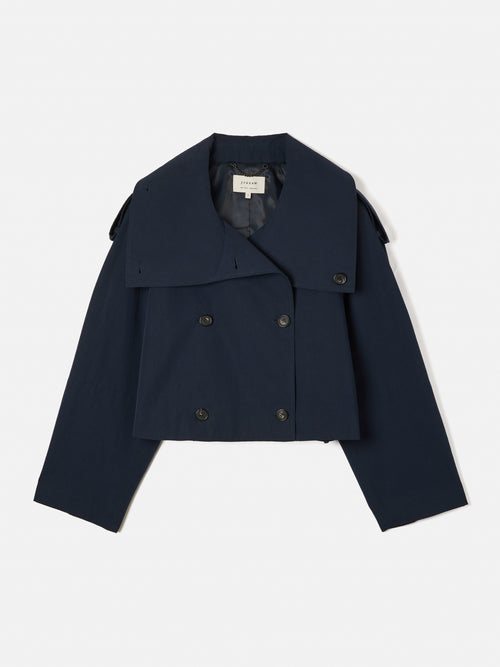 Cropped Cotton Trench Jacket | Navy