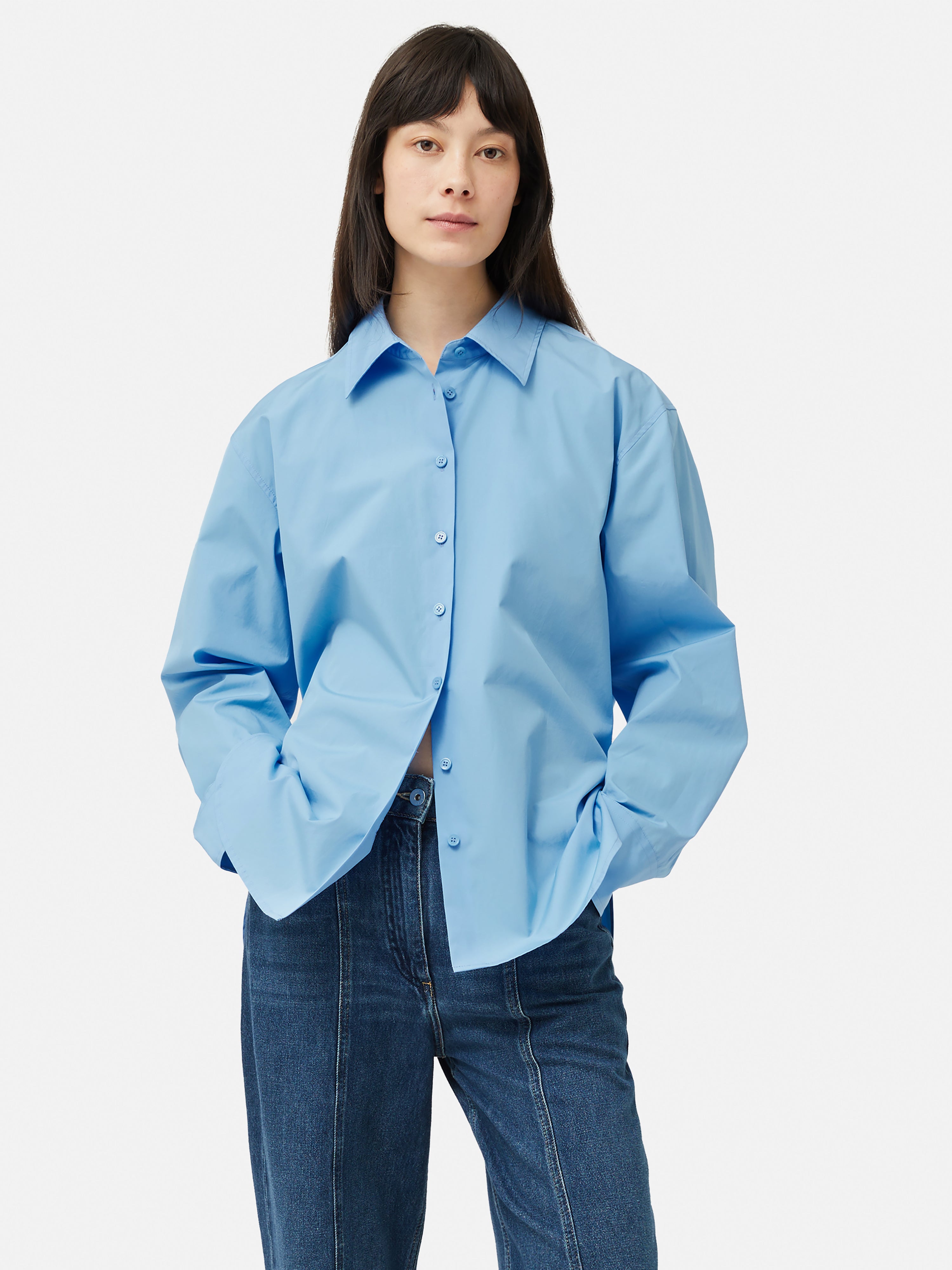 Cotton Poplin Shirt | Blue – Jigsaw