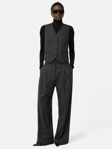 Italian Wool Tailored Pinstripe Waistcoat | Grey – Jigsaw
