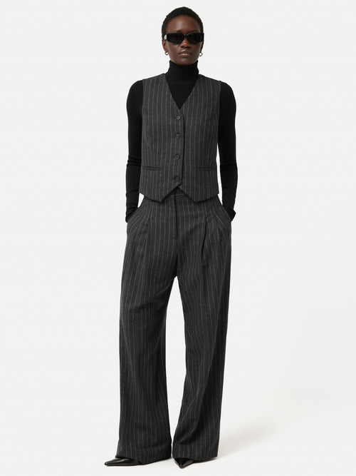 Italian Wool Tailored Pinstripe Waistcoat | Grey