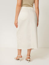 Denim Maxi Split Front Skirt | Ecru