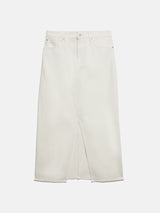 Denim Maxi Split Front Skirt | Ecru