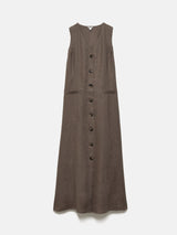 Linen Waistcoat Dress | Brown Jigsaw Linen Waistcoat Dress | Brown Jigsaw