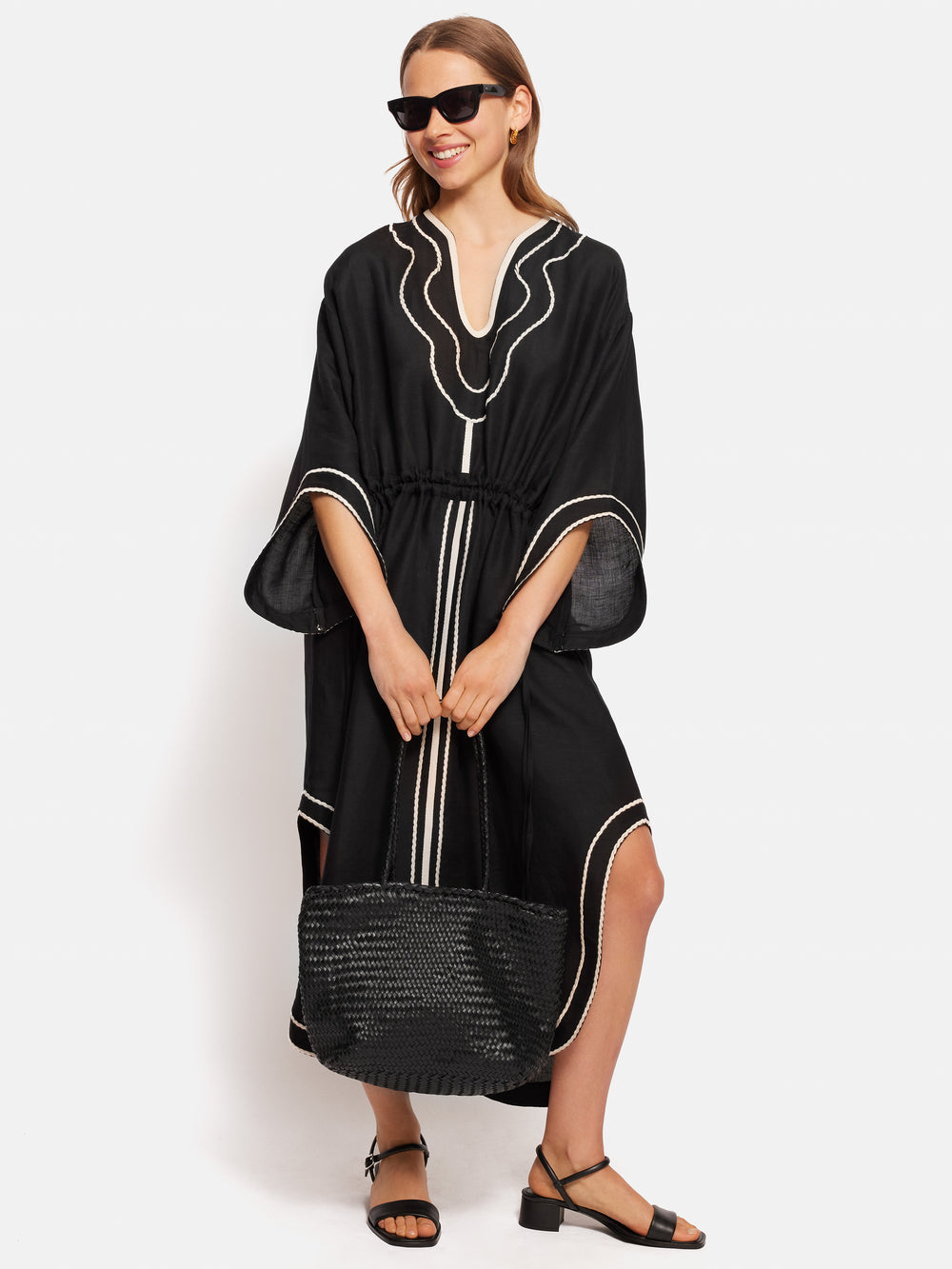 Tessie Black Tropical Linen Kaftan main image 0