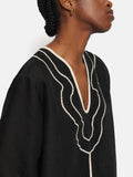 Linen Blend Embroidery Tunic | Black