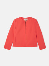 Italian Modern Crepe Short Jacket | Coral