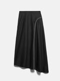 Linen Bias Cut Midi Skirt | Black
