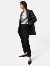 Linen Stripe Short Sleeve Tee | Navy