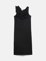 Ruffle Trim Jersey Dress | Black