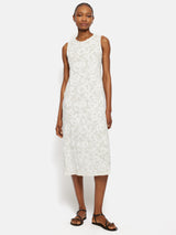 Printed Sheer Jersey Dress | White