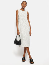 Printed Sheer Jersey Dress | White