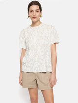 Printed Sheer Jersey Top | White