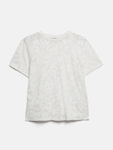 Printed Sheer Jersey Top | White