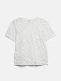 Printed Sheer Jersey Top | White