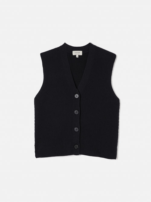 Cotton Blend Waistcoat | Washed Black – Jigsaw