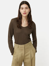 Linen Eden Long Sleeve Tee | Khaki