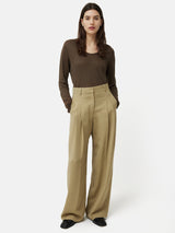 Linen Eden Long Sleeve Tee | Khaki