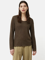 Linen Eden Long Sleeve Tee | Khaki