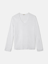 Linen Eden Long Sleeve Tee | White