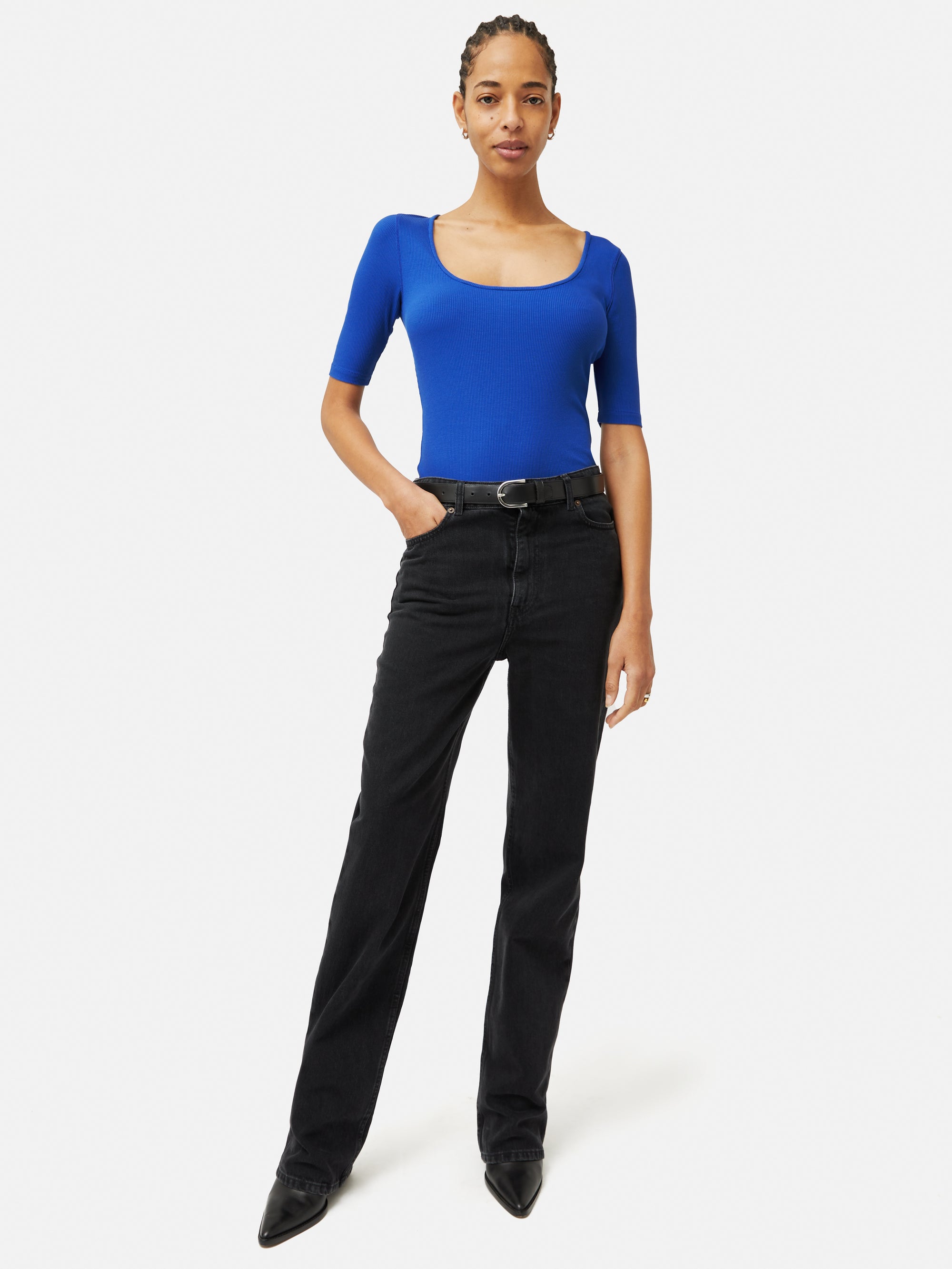 Scoop Neck Rib Top | Blue – Jigsaw