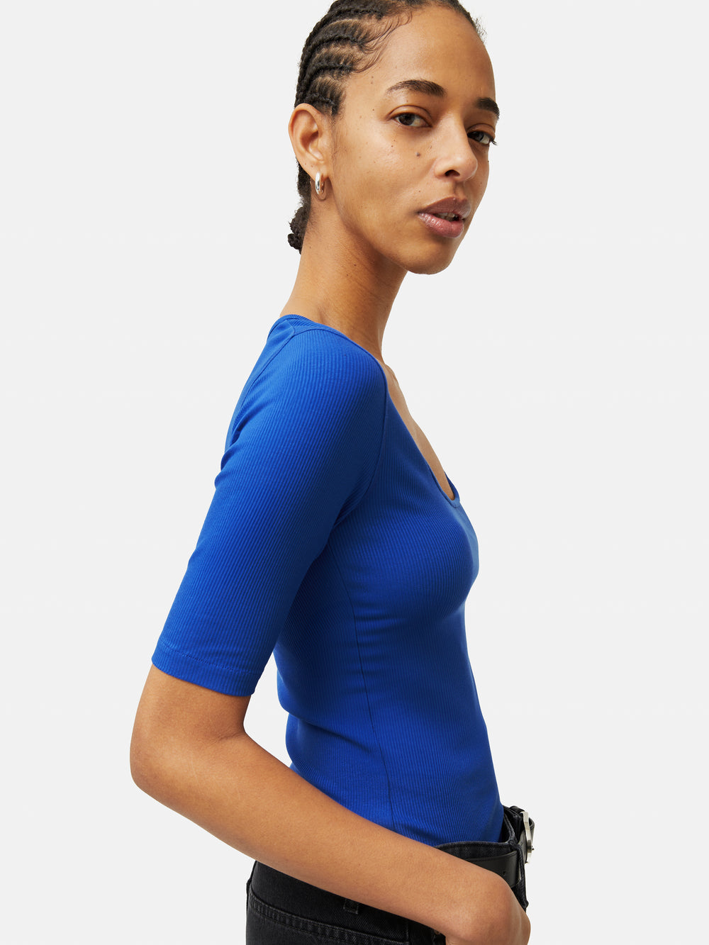 Scoop Neck Rib Top | Blue – Jigsaw