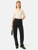 Scoop Neck Rib Top | Ecru