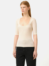 Scoop Neck Rib Top | Ecru