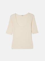 Scoop Neck Rib Top | Ecru