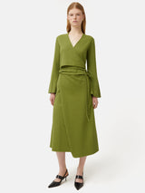 Textured Jersey Wrap Dress | Green