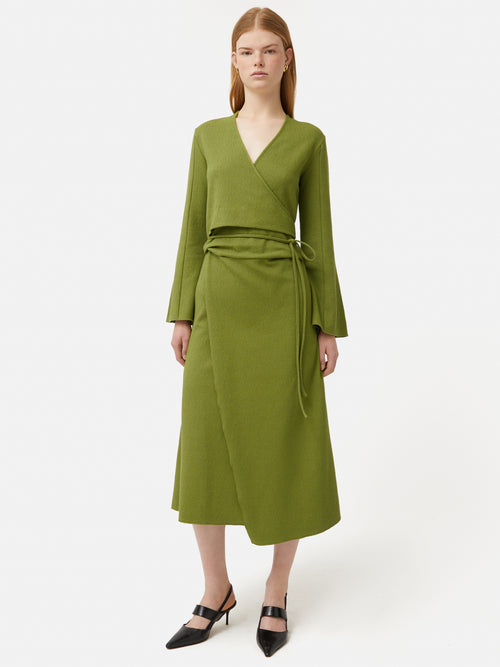 Textured Jersey Wrap Dress | Green