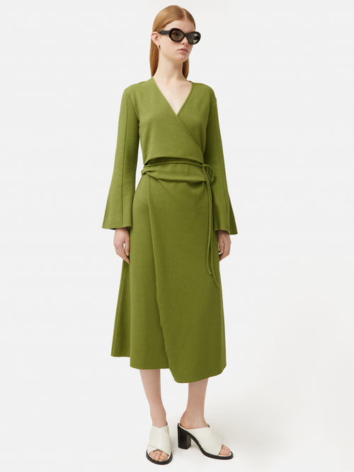 Textured Jersey Wrap Dress | Green