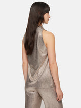 Metallic Cowl Neck Top | Gold