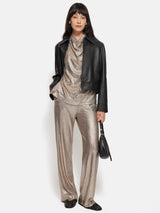 Metallic Cowl Neck Top | Gold