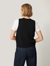 Pure Cotton Knitted Waistcoat | Black