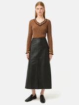 Scallop Textured Rib Top | Brown