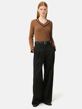 Scallop Textured Rib Top | Brown