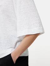 Linen Blythe Half Sleeve Tee | White